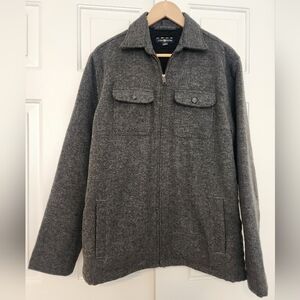 Club Room Vintage Gray Tweed Full Zip-Up Wool  Men's Shirt Jacket  Size S